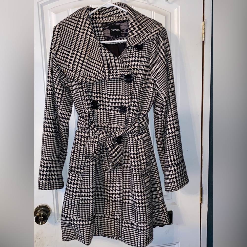 B&W plaid Pea coat